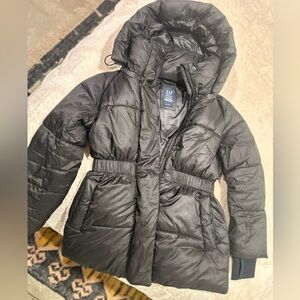 GAP Charcoal Hooded Puffer Coat